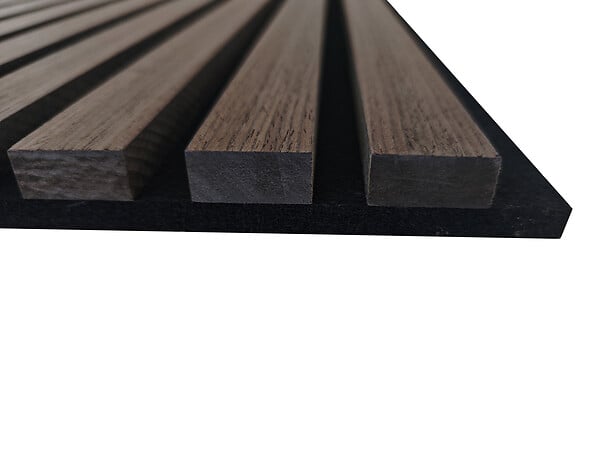 AICA SANITAIRE - Lot de 2 Panneaux Muraux Décoratifs Acoustiques Bois MDF 260x30cm Teinte chêne noyer, Facile à Poser - large