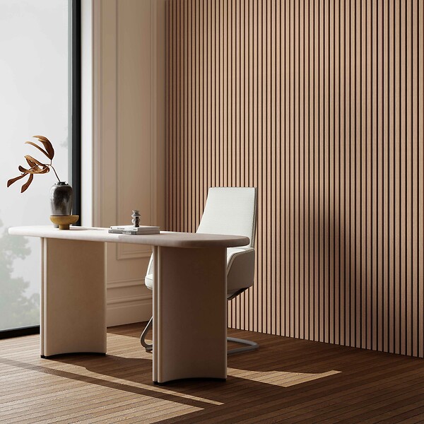 AICA SANITAIRE - Lot de 3 Panneaux Muraux Décoratifs Acoustiques Bois MDF 240x60cm Chêne foncé  AntiBruit, Facile à Poser - large
