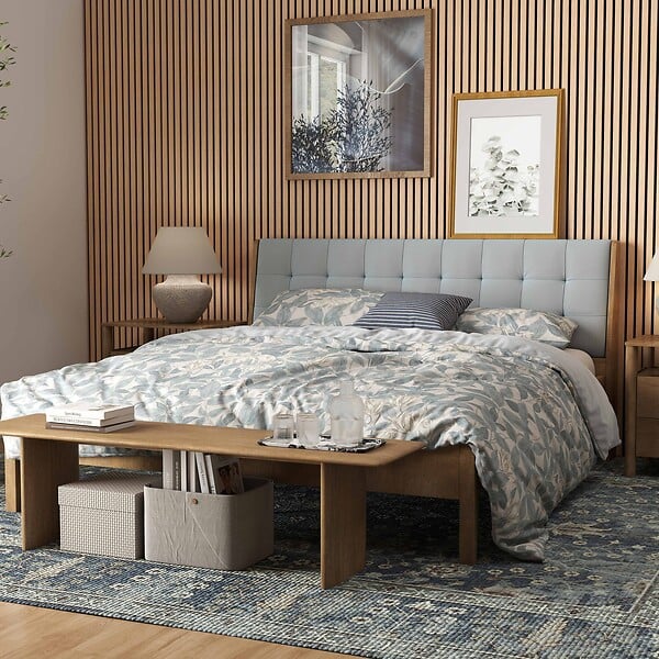 AICA SANITAIRE - Lot de 3 Panneaux Muraux Décoratifs Acoustiques Bois MDF 260x30cm Chêne foncé  AntiBruit, Facile à Poser - large