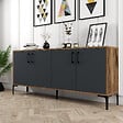HABITAT ET JARDIN - Buffet en bois "Kiev" - 180 x 35 x 78 cm - Gris anthracite - vignette