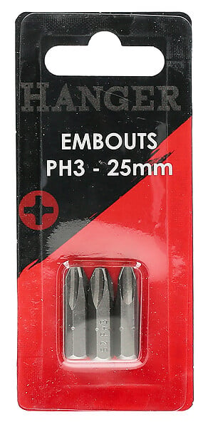 HANGER - Carte de 3 embouts cruciformes PH3 25mm - HANGER - 133013 - large