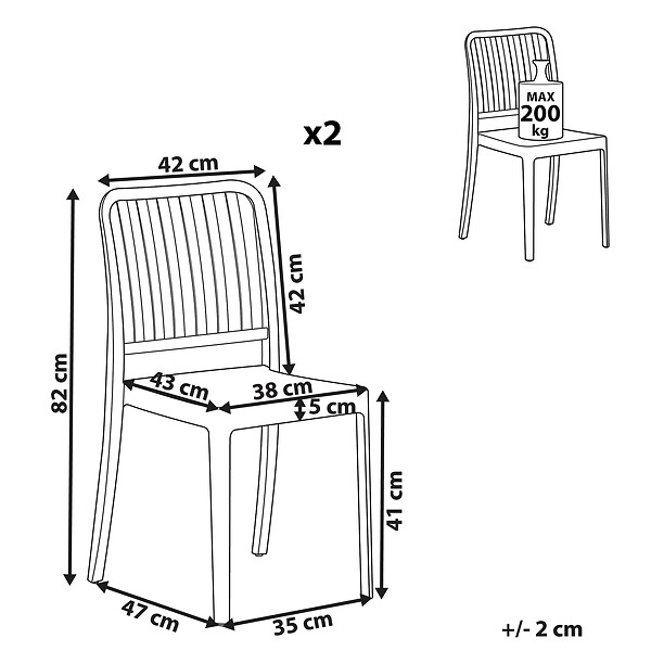 BELIANI - Lot de 2 chaises de jardin SERSALE Matière synthétique Blanc - large