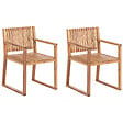 BELIANI - Lot de 2 chaises de jardin SASSARI II Bois d'acacia certifié Marron clair - vignette