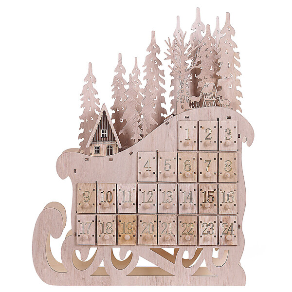 BELIANI - Décoration de Noël LED IMPALA Calendrier de l'Avent 40 cm Marron clair - large