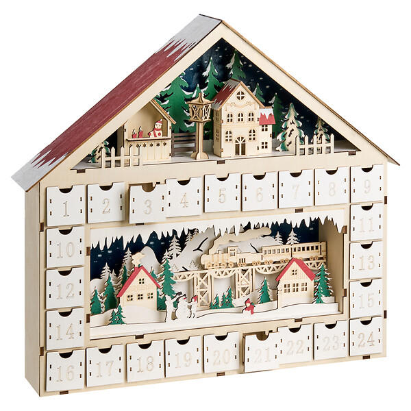 BELIANI - Décoration de Noël LED NISSER Calendrier de l'Avent 44 cm Marron clair - large