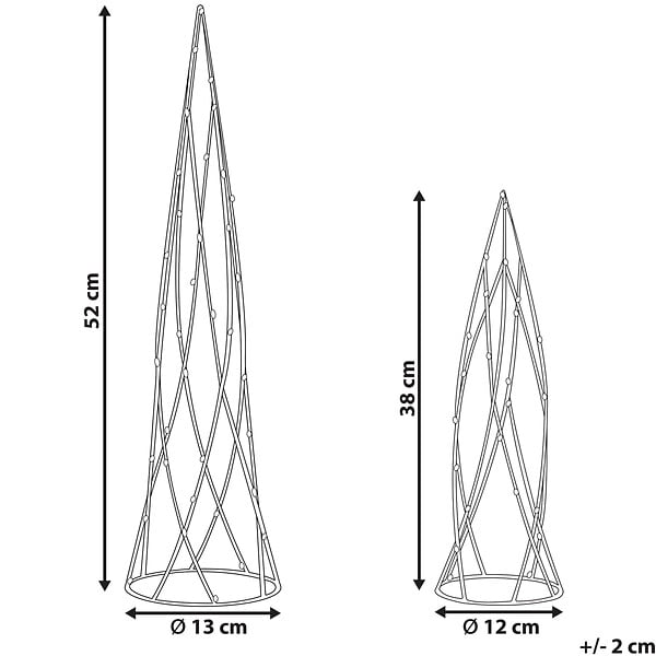 BELIANI - Lot de 2 décorations de Noël LED NEIDEN Arbre de Noël 52/38 cm Argenté - large