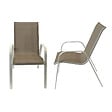 HAPPY GARDEN - Lot de 6 chaises MARBELLA en textilène taupe - aluminium blanc - vignette