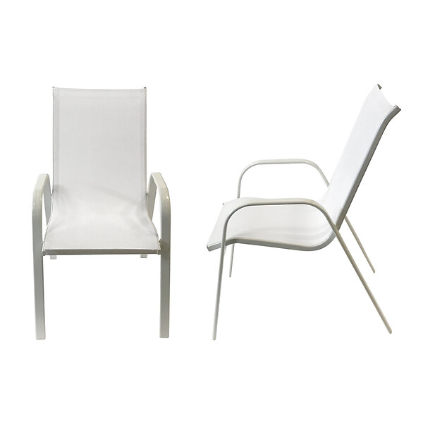 HAPPY GARDEN - Lot de 4 chaises MARBELLA en textilène blanc - aluminium blanc - large