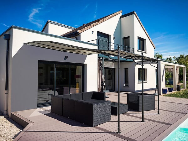 HABITAT ET JARDIN - Pergola tonnelle adossée en métal - 3 x 4 m - Beige - large
