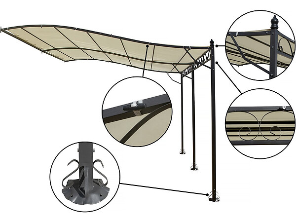 HABITAT ET JARDIN - Pergola tonnelle adossée en métal - 3 x 4 m - Beige - large