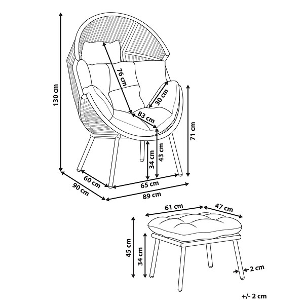 BELIANI - Chaise de jardin MURANO Polyrotin Naturel - large