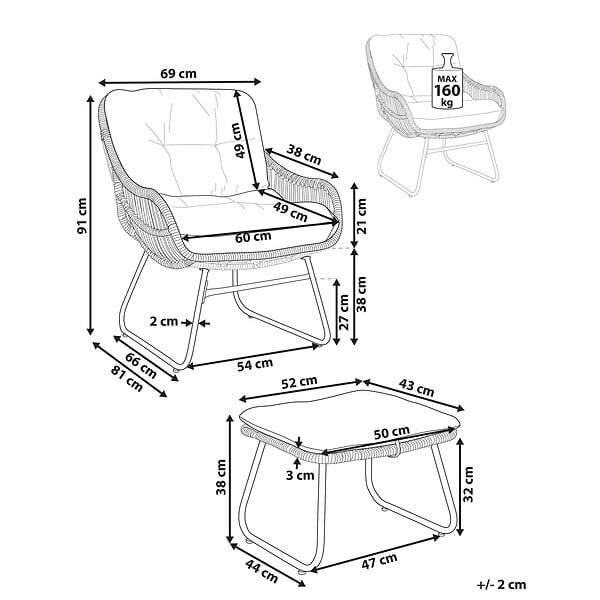 BELIANI - Chaise de jardin MESTRE Naturel - large