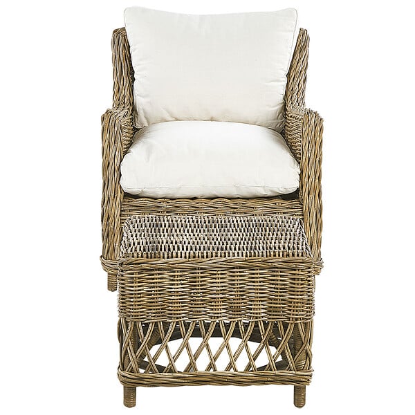 BELIANI - Lot de 2 fauteuils de jardin avec coussins RIBOLLA Rotin Naturel - large