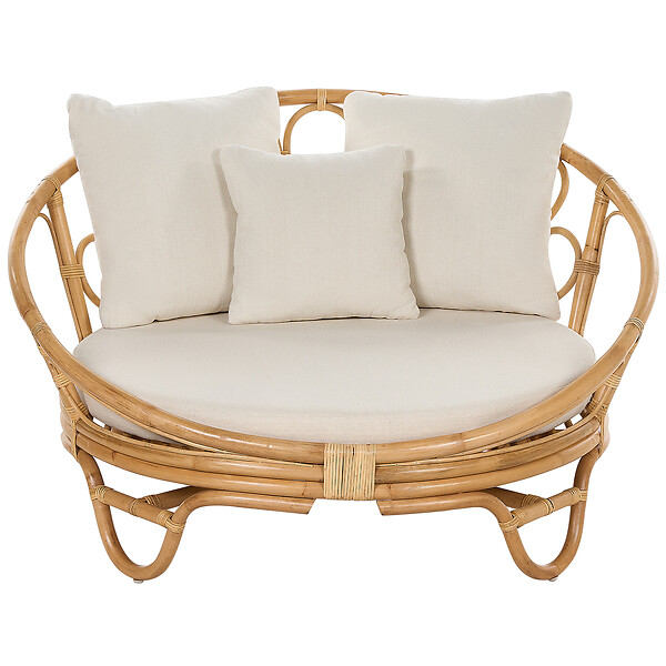BELIANI - Lot de 2 lits de jardin ROSSANO Rotin Naturel - large