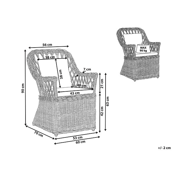 BELIANI - Fauteuil de jardin MAROS Rotin Naturel - large