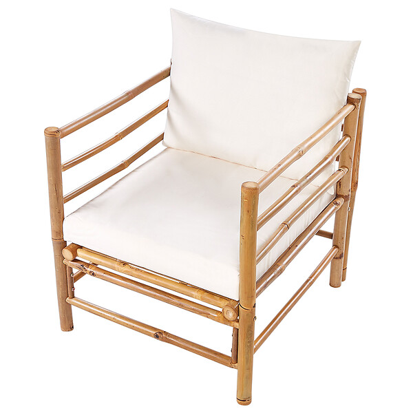 BELIANI - Fauteuil de jardin CERRETO Bambou Blanc cassé - large