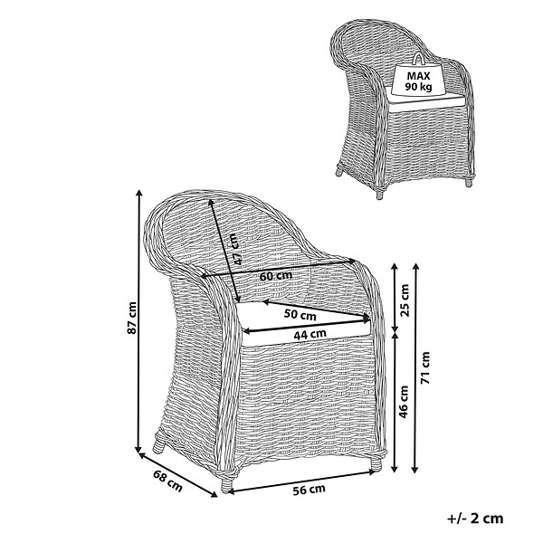BELIANI - Fauteuil de jardin SUSUA II Rotin Naturel - large