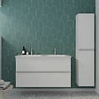 BURGBAD - Pack meuble de salle de bain double vasque 120 cm blanc mat Joline + colonne - vignette