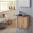 GODART - Pack lave-mains Strié Bois et poignée noire avec lave-mains extra fin noir - Robinet Eau froide à gauche -L.42.5 X H.48.6cm - vignette