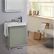 GODART - Meuble lave-mains Vert avec poignée noire et porte serviette - Mitigeur à droite - L.48 X H. 52.5 cm - Houston 2 - vignette