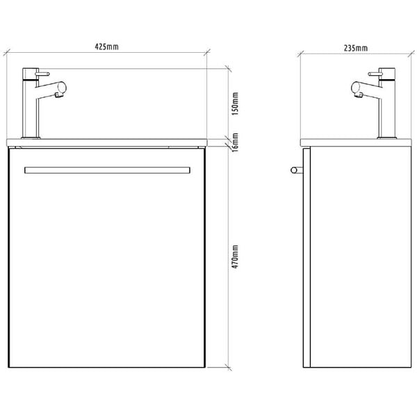 GODART - Pack lave-mains Bois Strié avec vasque design blanche - Robinetterie Eau froide à gauche - L.42.5 X H. 48.6 cm - Hanos - large