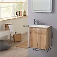 GODART - Pack lave-mains Bois Strié avec vasque design blanche - Robinetterie Eau froide à gauche - L.42.5 X H. 48.6 cm - Hanos - vignette