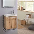 GODART - Pack lave-mains Bois Strié avec porte serviette - Robinetterie Eau froide à droite - L.48 X H. 52.5 cm - Houston - vignette