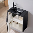 GODART - Pack lave-mains Noir Mat et poignée noire avec lave-mains extra fin noir - Robinet Eau froide à gauche -L.42.5 X H.48.6cm - vignette