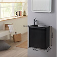 GODART - Pack lave-mains Noir Mat et poignée noire avec lave-mains extra fin noir - Robinet Eau froide à gauche -L.42.5 X H.48.6cm - vignette
