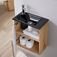 GODART - Pack lave-mains Oak strié avec vasque design noire - Robinetterie Eau froide à gauche - L.42.5 X H. 48.6 cm - Hanos - vignette