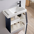 GODART - Pack lave-mains Meuble Noir mat avec Poignée noire et porte serviette - robinetterie eau froide à droite - L.48 X H.52.5 cm - vignette