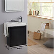 GODART - Pack lave-mains Meuble Noir mat avec Poignée noire et porte serviette - robinetterie eau froide à droite - L.48 X H.52.5 cm - vignette