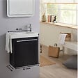 GODART - Pack lave-mains Noir Mat avec porte serviette - mitigeur à droite - L.48 X H. 52.5 cm - Houston 2 - vignette