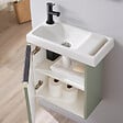 GODART - Pack lave-mains Meuble Vert avec poignée noire et porte serviette - robinet eau froide à gauche - L.48 X H. 52.5 cm - Houston - vignette