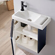 GODART - Pack lave-mains Meuble Noir mat avec Poignée noire et porte serviette - robinetterie eau froide à gauche - L.48XH.52.5 cm - vignette