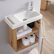 GODART - Pack lave-mains Oak strié avec porte serviette - Mitigeur à droite - L.48 X H. 52.5 cm - Houston 2 - vignette