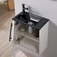 GODART - Meuble lave-mains pour wc couleur blanc finition vasque noir et robinet noir - vignette