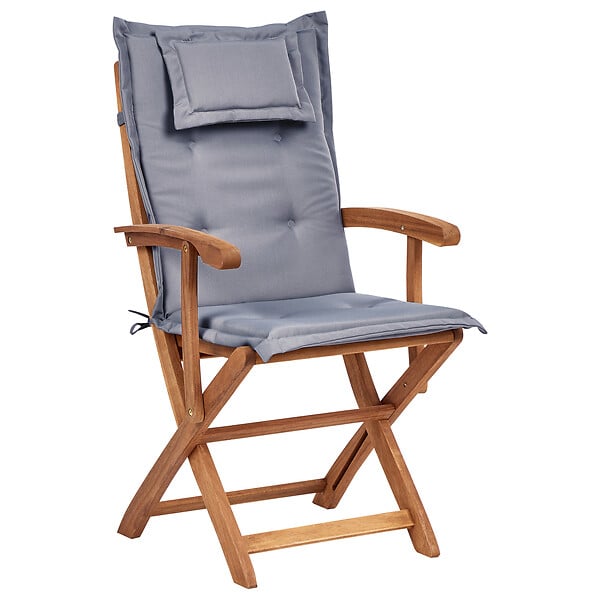 BELIANI - Salle à manger de jardin 8 places MAUI II Gris graphite Acacia avec coussins - large