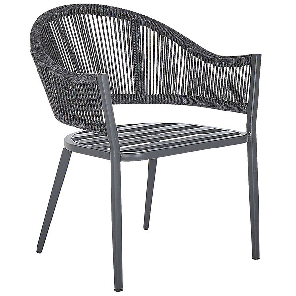 BELIANI - Salle à manger de jardin 4 places MILETO Gris Métal avec coussins - large