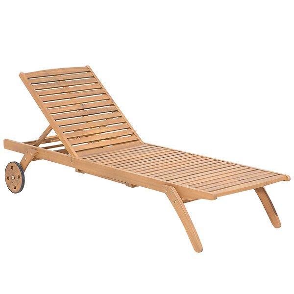 BELIANI - Salle à manger de jardin avec chaises longues 8 places CESANA Marron clair Acacia - large