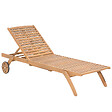 BELIANI - Salle à manger de jardin avec chaises longues 8 places CESANA Marron clair Acacia - vignette