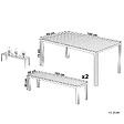 BELIANI - Salle à manger de jardin avec bancs 6 places NARDO Noir/argenté - vignette