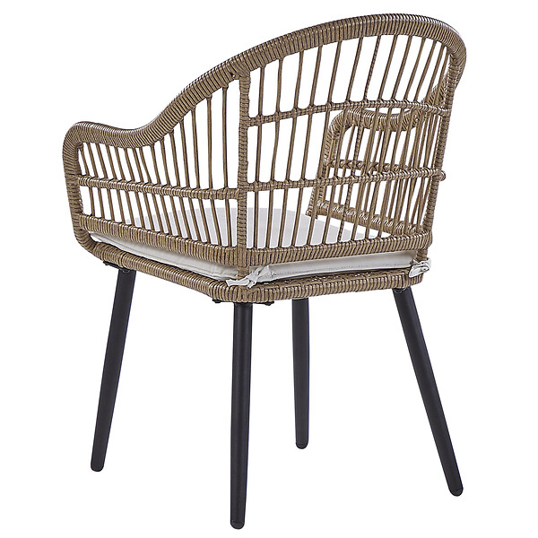 BELIANI - Salle à manger de jardin 6 places ALIANO II Beige Polyrotin avec coussins - large