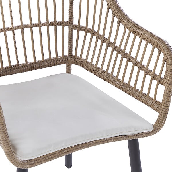 BELIANI - Salle à manger de jardin 6 places ALIANO II Beige Polyrotin avec coussins - large