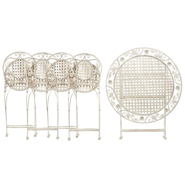 BELIANI - Salle à manger de jardin 4 places BIVIO Blanc cassé Métal Pliant - large