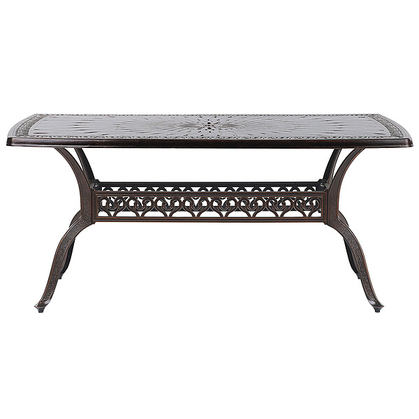 BELIANI - Salle à manger de jardin 6 places LIZZANO Marron foncé Métal avec coussins - large