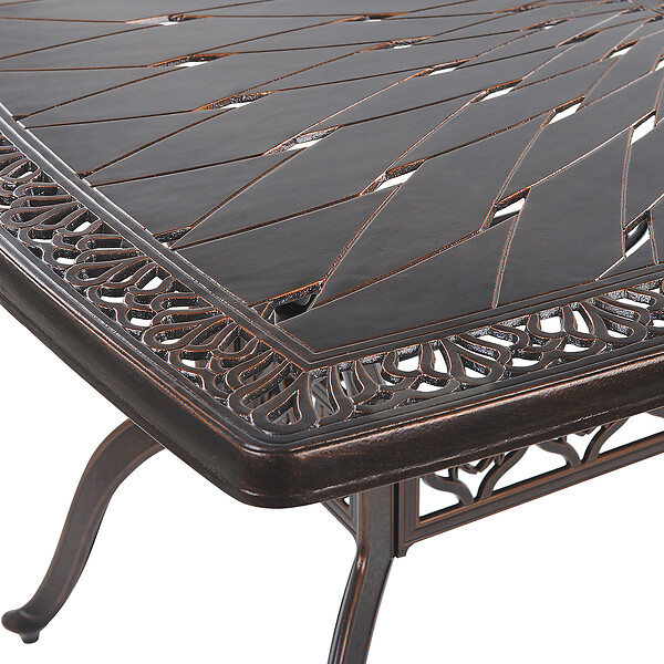 BELIANI - Salle à manger de jardin 6 places LIZZANO Marron foncé Métal avec coussins - large