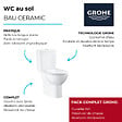 GROHE - WC au sol Bau Ceramic avec abattant déclipsable + Briochin - vignette