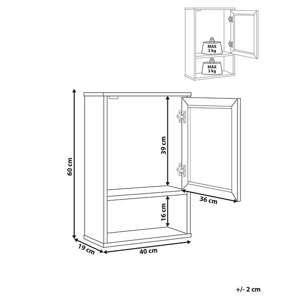 BELIANI - Armoire murale de salle de bains ROSELL 40 cm Marron clair - large
