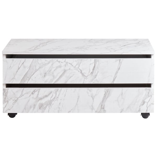BELIANI - Meuble haut TERESINA avec roues 80 cm Marbre blanc - large